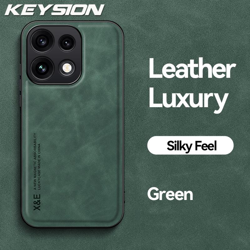 KEYSION Luxury Retro PU Leather Phone Case for OPPO Reno16 Pro 5G Silicone+PC Shockproof Phone Cover for OPPO Reno16 F 16 FS 5G
