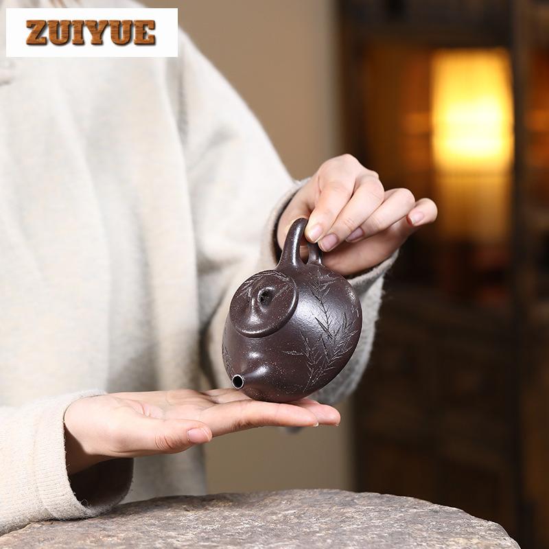150ml Antike Yixing Lila Ton Teekannen Handgefertigter Stein Schöpfkrug Rohmaterial Schwarzes Gold Schlamm Kessel Zisha Teegeschirr Bastelbedarf Cha