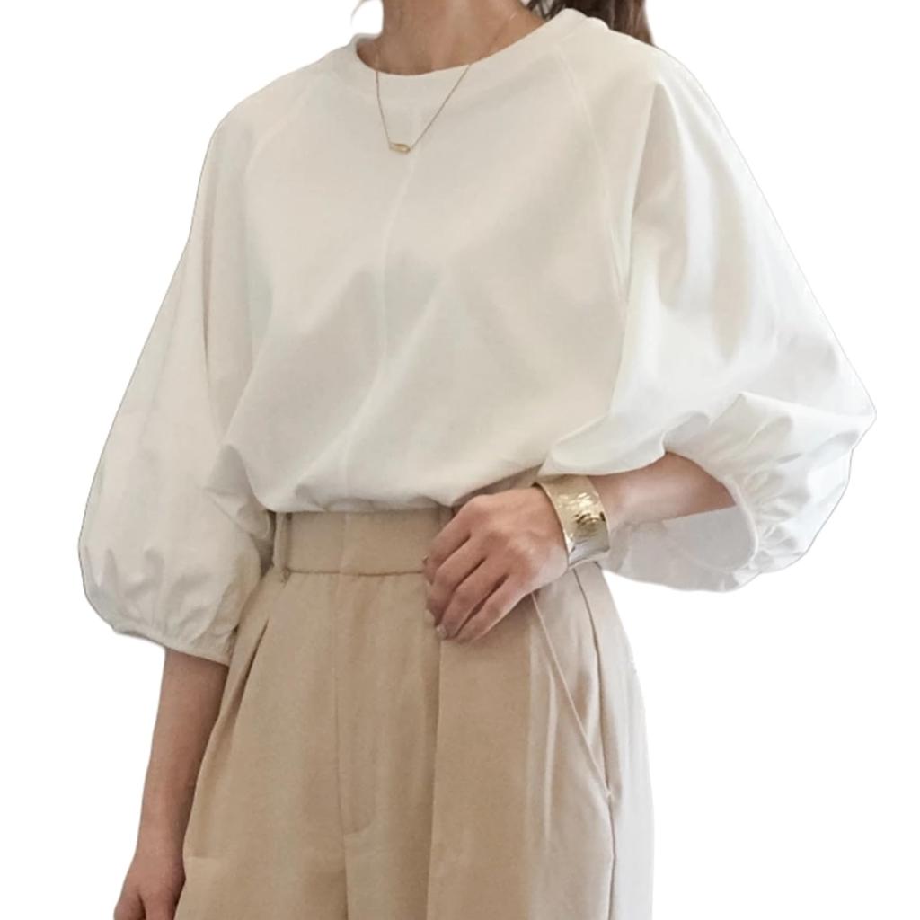 Short Sleeve Ruffled Puff Long Sleeve Solid Loose Cool To the Perfect for and Fall [Leadamon-oee] Women's T-Shirt, 3/4 Sleeve, Sleeve, T-Shirt, Color,