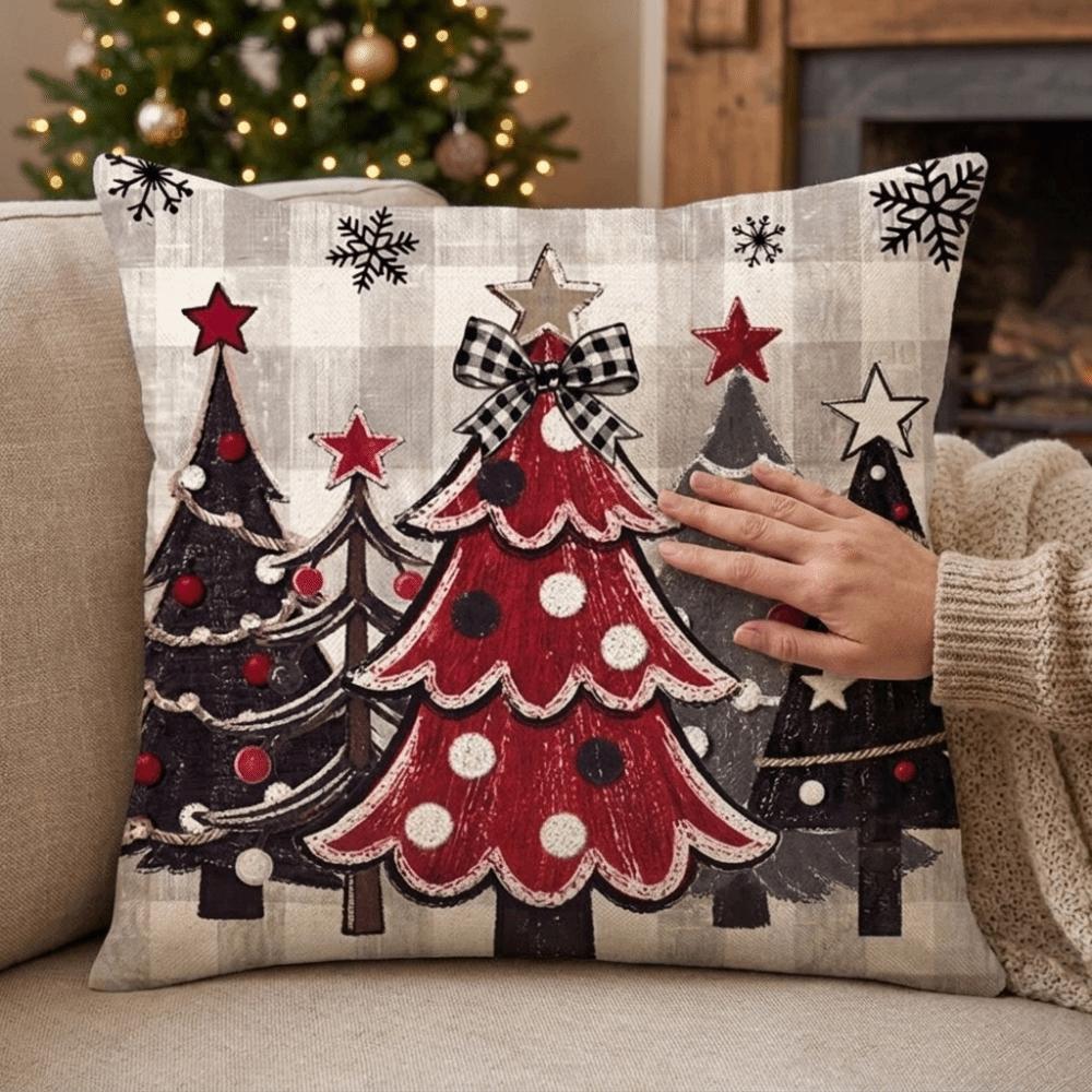 Vintage Christmas Pillow Cover Snowman Snowman Pillow Case Cute Xmas Tree Cushion Cover Home Sofa