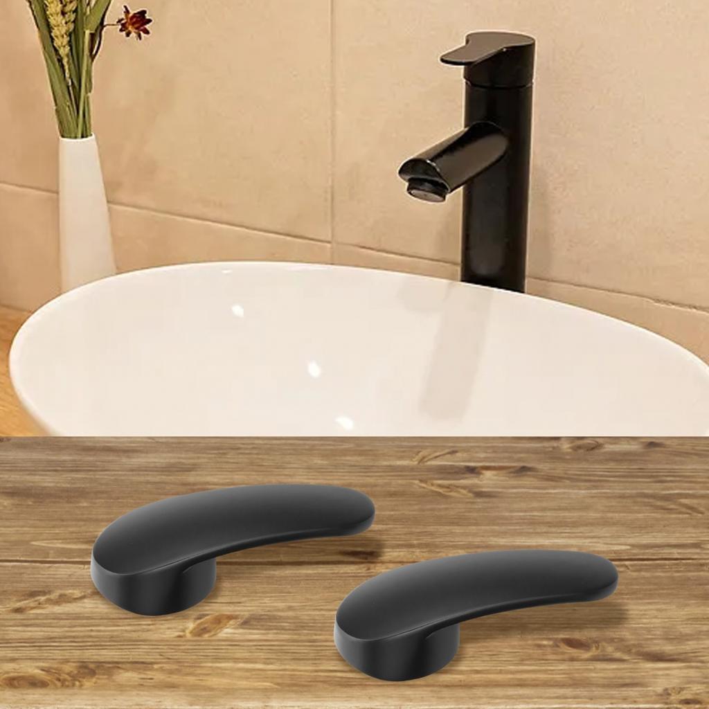 2 Stück Schwarze Zinklegierung Wasserhahn Griff Ersatz für Küche und Badezimmer