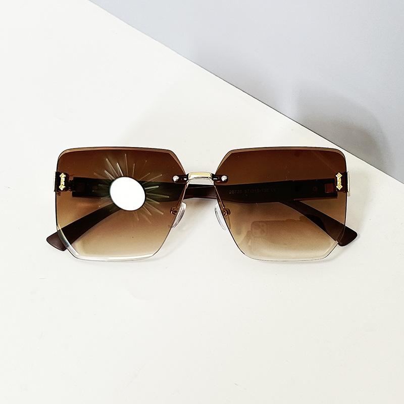 Frameless Trimmed Sunglasses, Fashionable And Simple Sunglasses, Women'S High-End Retro Square Sunglasses
