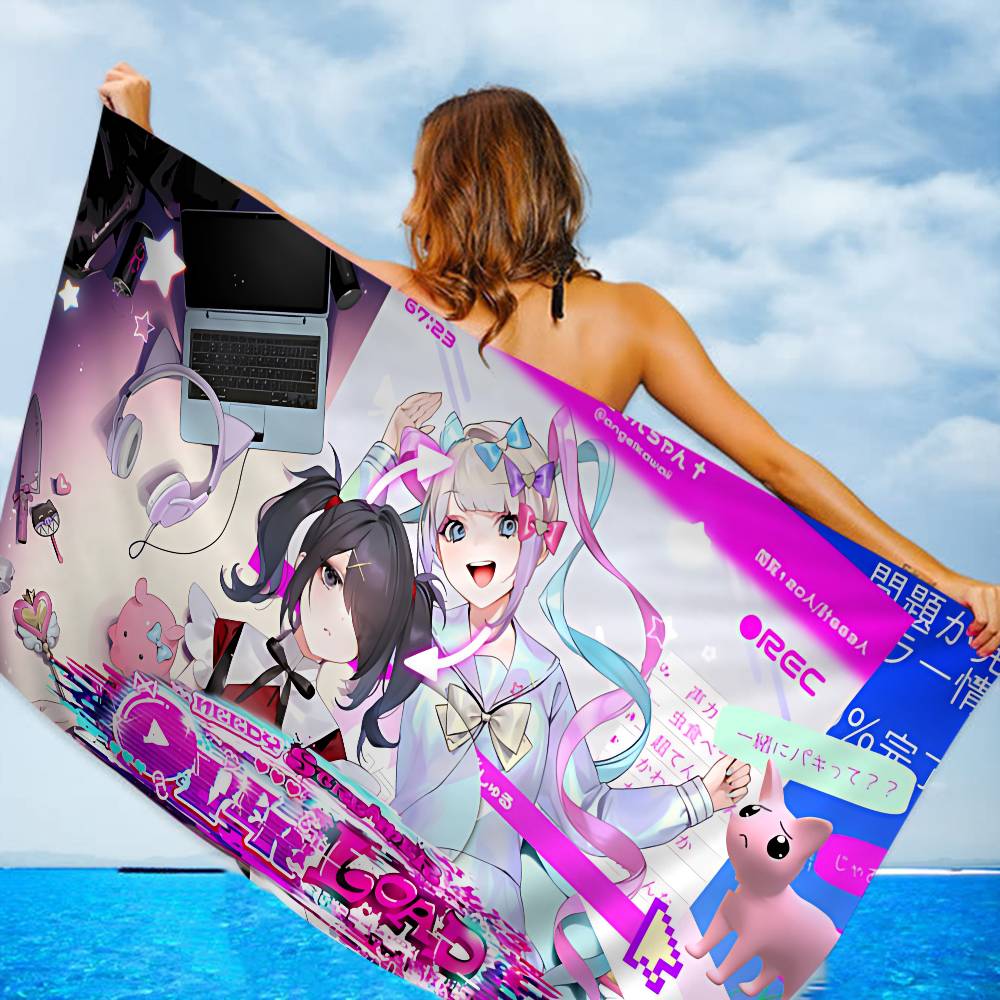 E-EEDY GIRL OVERDOSE Beach Towel Colorful Bath Towels for Girl Microfiber Quick Dry Custom Sand Free Beach Yoga Spa Gym Pool