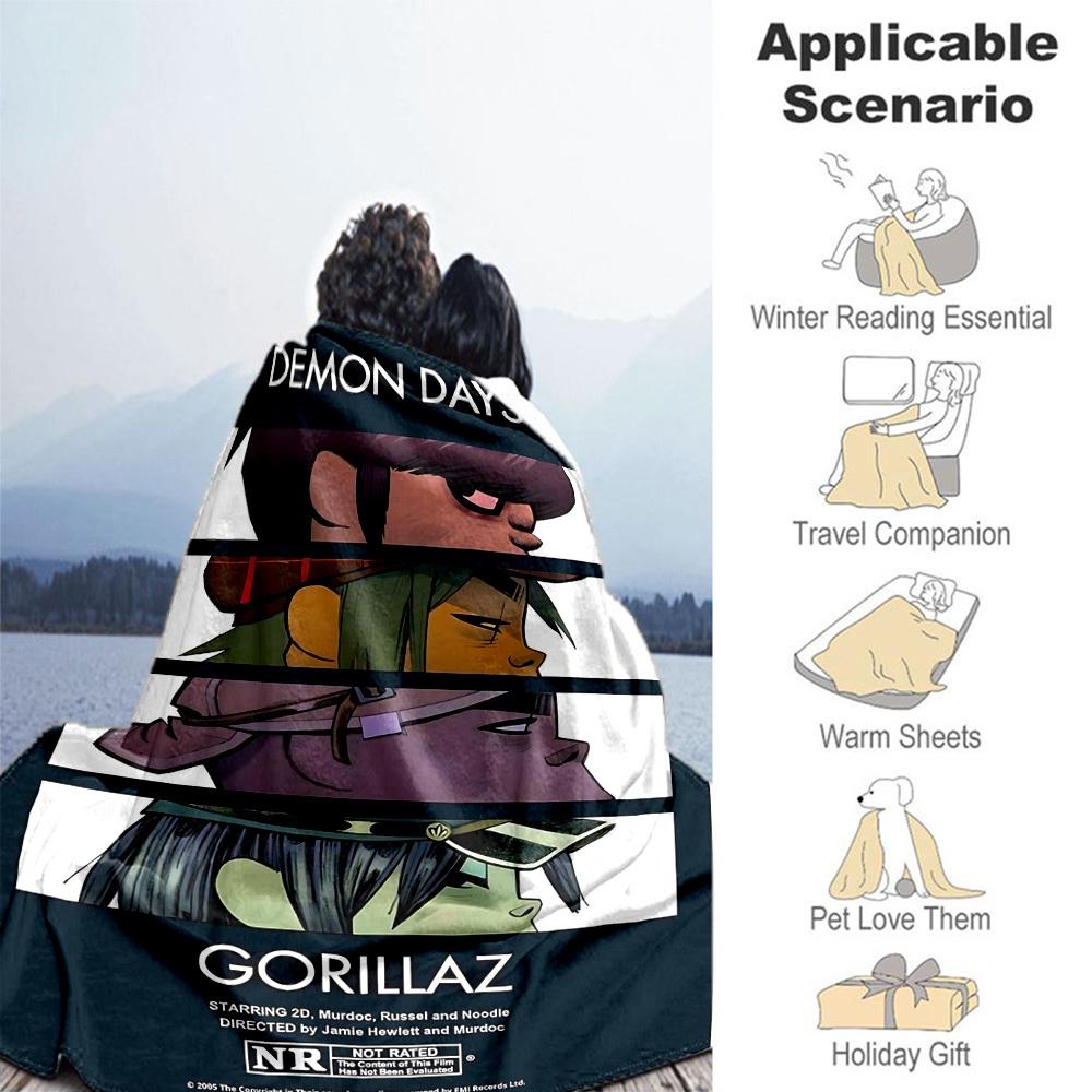 1pc Gorillaz Demon Days Outdoor Blanket Lightweight Flannel, All-Season Use for Sofa, Bed, Travel, Camping, Living Room, Office, Couch032