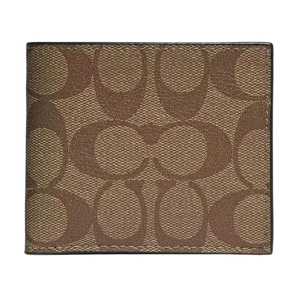 Coach Billfold Wallet 10 Compact Multi-Card Short Folding Men Wallet Khaki 66551-QBTN2