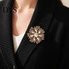 Alloy Clothing Pin Retro Rhinestone Flower Brooch for Women, Vintage Floral Lapel Oxidation Resistant Pin, Jewelry Accessory Wedding Party Prom Women