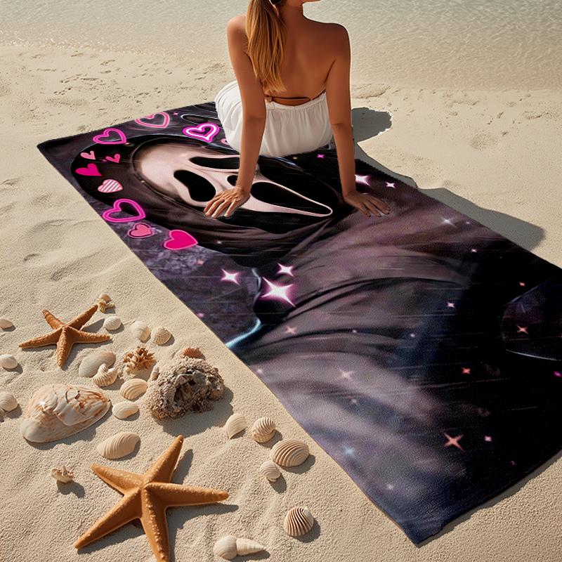 Ghostface Greetings Poster Beach Towel, Super Soft Microfiber, Gift for Her/Him, Birthday, for Pool, Beach, Travel, Home Decor Fan gifts