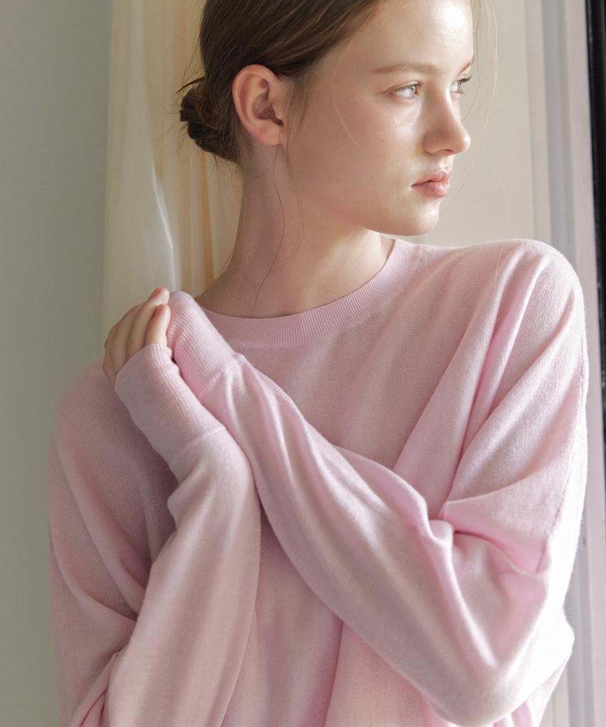 JE NE SAIS QUOI Loose Fit Bias Cut Cashmere Knit_ Pink