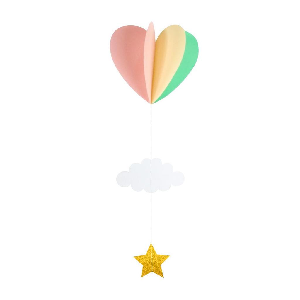 3D Heart & Hot Air Balloon Ornaments for Kindergarten Birthday Party Decor