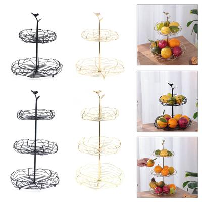 Panier de Rangement Métallique 2/3 Niveaux Corbeille à Fruits Plateau d'Affichage pour Fruits et Légumes en Fer pour Comptoir Facile à Utiliser