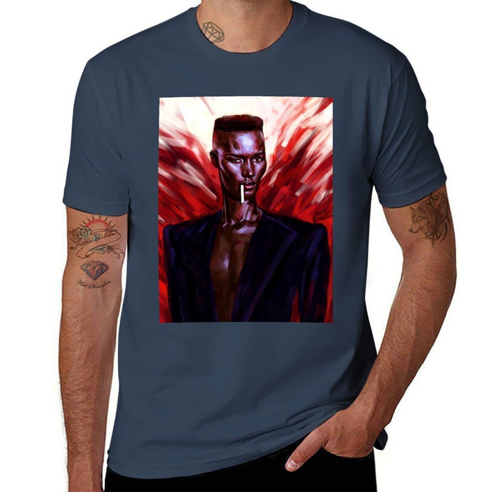 Grace Jones Tshirt Retro Style Print Casual Top S