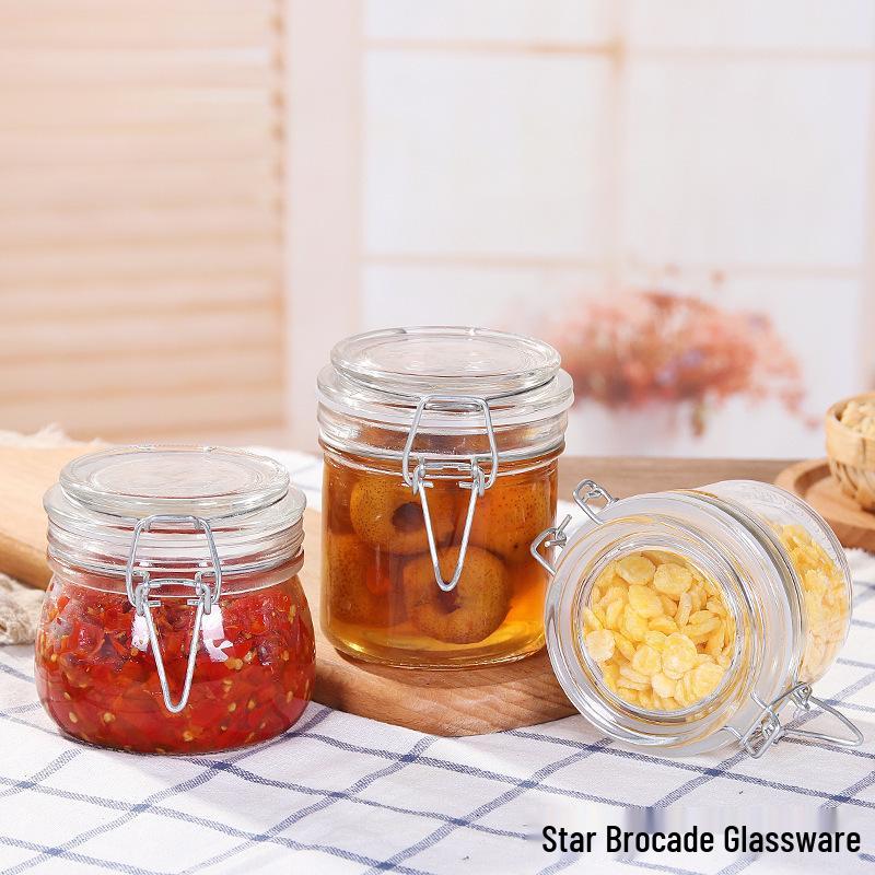 Transparent Glass Sealed Storage Jar for Coarse Grains, Tea, Honey, and Enzymes