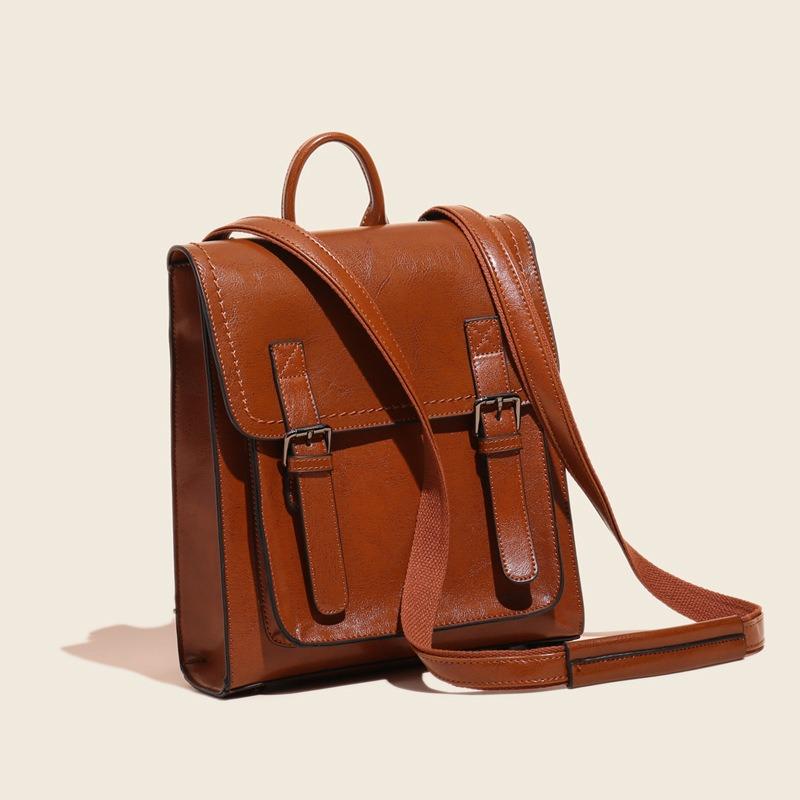 Women's Backpack Genuine Leather Women's Bag Fashion Oil Wax Bag Cowhide Bag Backpack