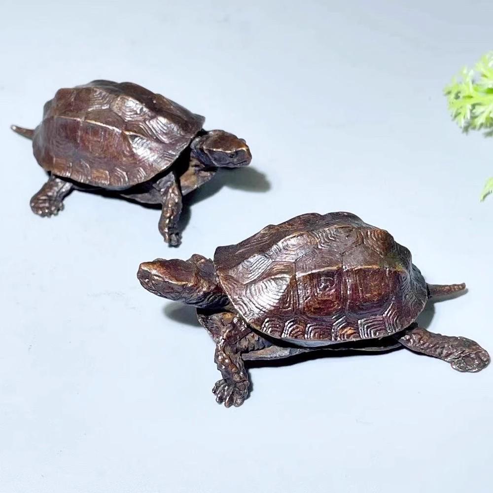 Vintage Copper Bagua Feng Shui Dragon Turtle Statue Desk Small Ornament Home Decoration Craft Accessories Animal Figurine