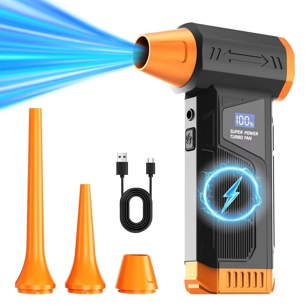 

LED Light Brushless Air Blower Adjustable Speed Rechargeable Air Blower Digital Display Car Cleaning Blower Car Cleaning помаранчевий