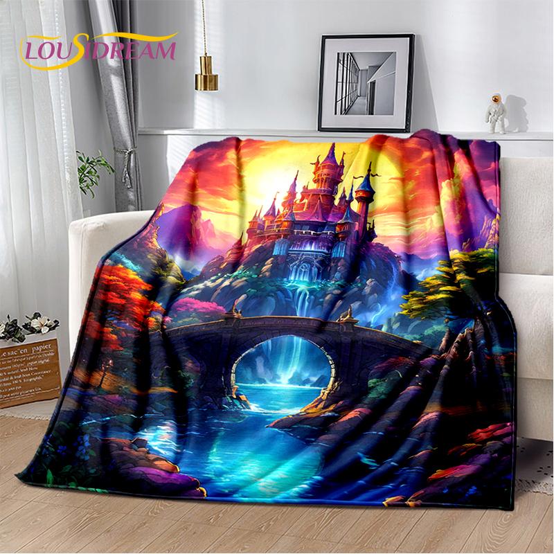 Fairyland Fairy Tale Castle Mysterious Gothic Dream Cartoon Soft Blanket,Soft Throw Blanket for Home Bedroom Bed Sofa Child Gift