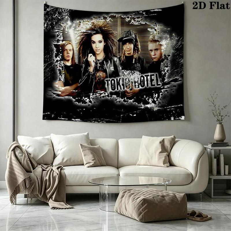 Tokio Hotel Wall Tapestry Aesthetic Wall Hanging Printed Fabric Blanket Decorative Tapestries for Bedroom Living Room Home Decor