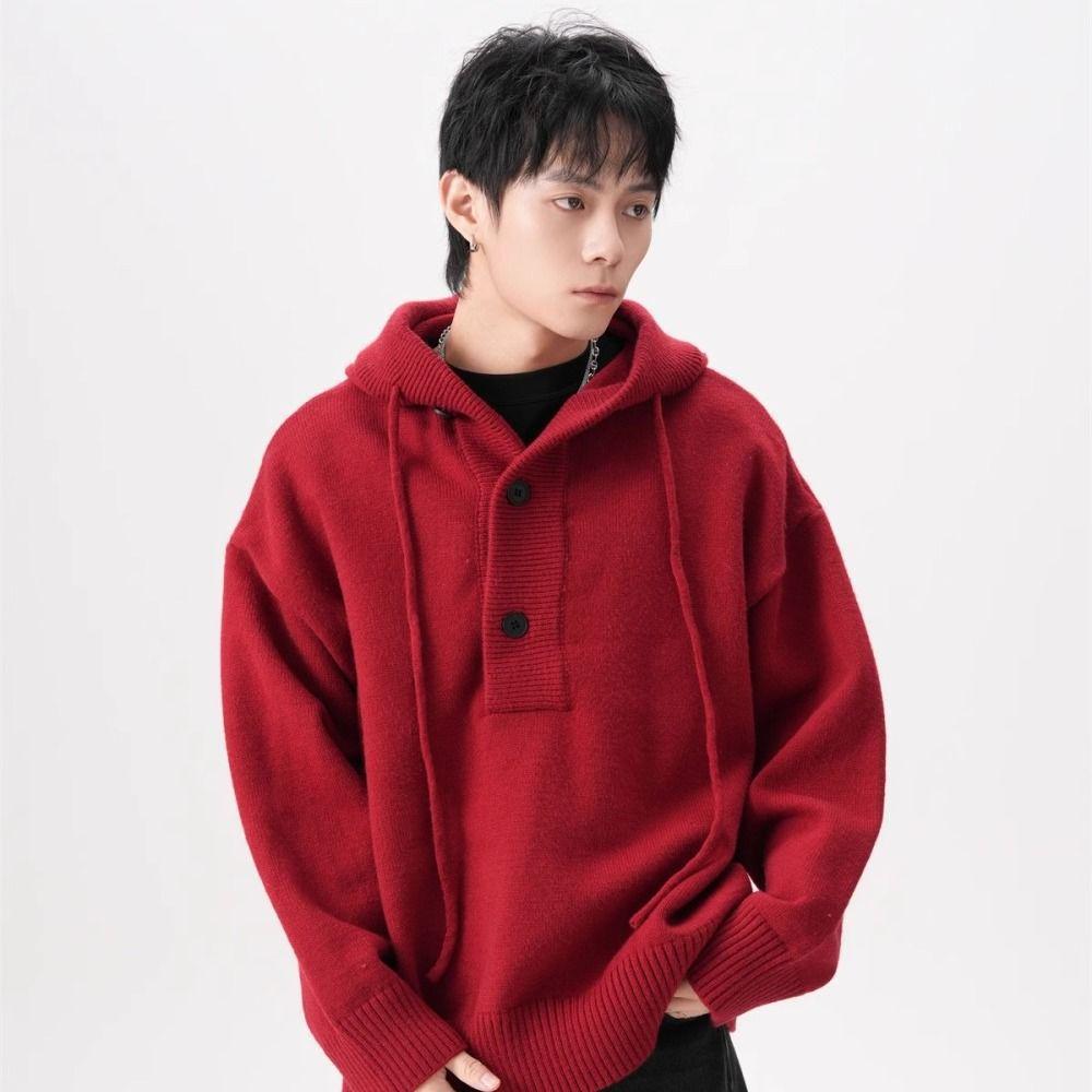 

CleanFit Men s Hooded Sweatshirt: Rugged Handsome Knitwear in American High Street Style for Winter. Extra Large червоний
