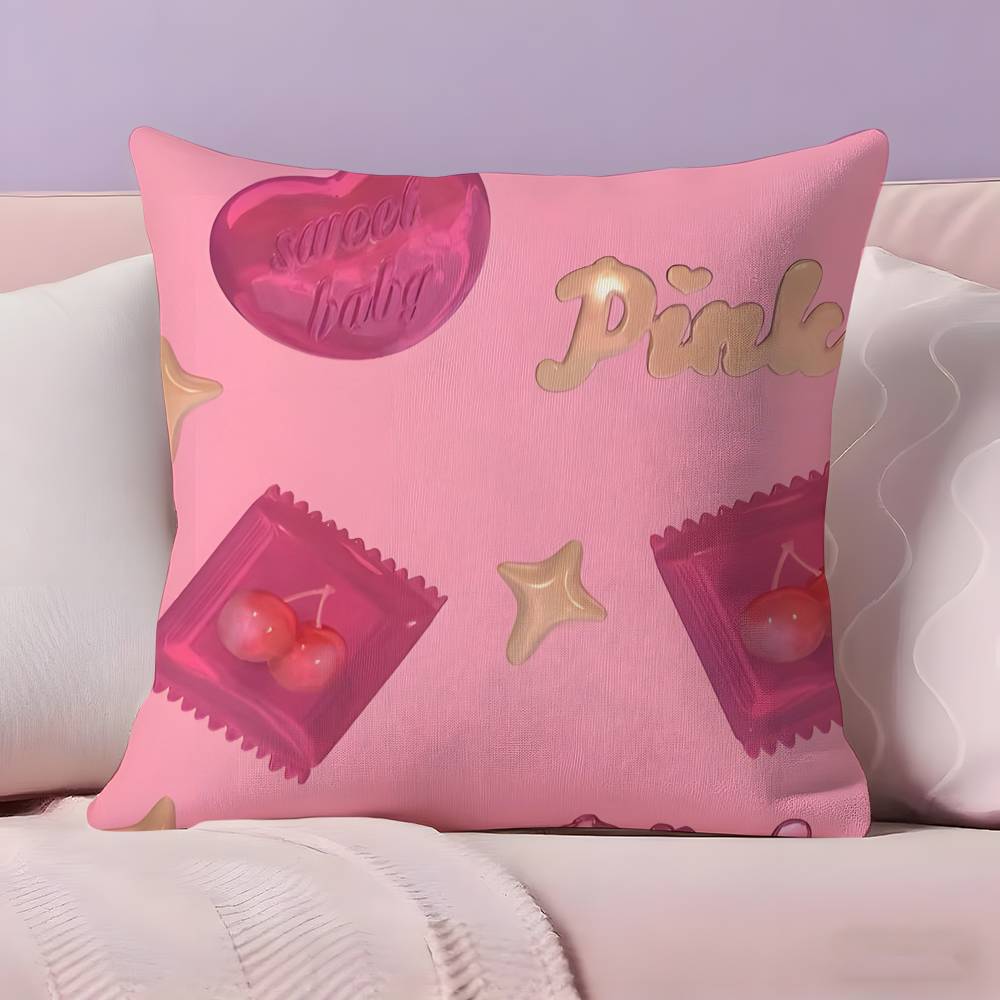 sweet pink candy Pillow Case  Ultra Soft Skin Friendly Fabric Cloud Like Comfort & Concealed Zipper