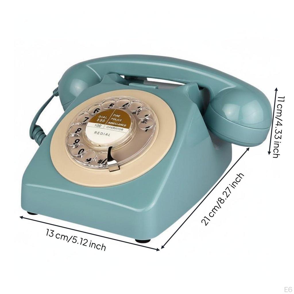 Classic Rotary Desk Phone Metal Bell Chime Retro Vintage Wired Telephone for