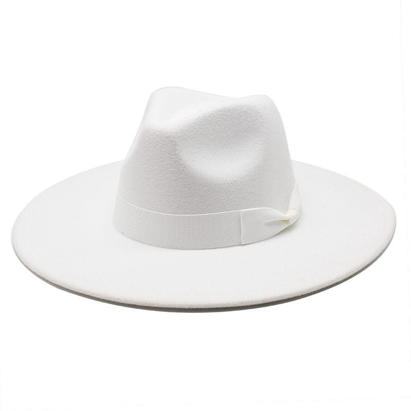 Wool Felt Hat With Large Brim And Bow For Retro Festival Wear