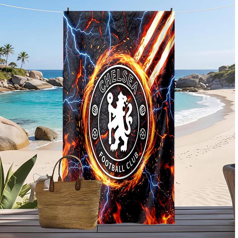 Πετσέτα Παραλίας Chelsea FC Με Σχέδιο Γρήγορου Στεγνώματος Μαλακή Πετσέτα Φορητή Μεγάλη Ορθογώνια Κουβέρτα Παραλίας για Ταξίδι Πισίνα