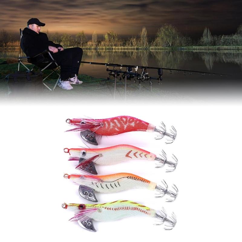 4Pcs Saltwater Hook Glowing Soft Prawns Fishing Lures Shrimp Fishing Tackle for Freshwaters Saltwater Fishing Baits