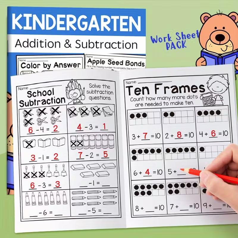 32-Page Math Workbook for Preschool & Kindergarten Students - Addition & Subtraction Practice Workbook Arithmetic Exercises
