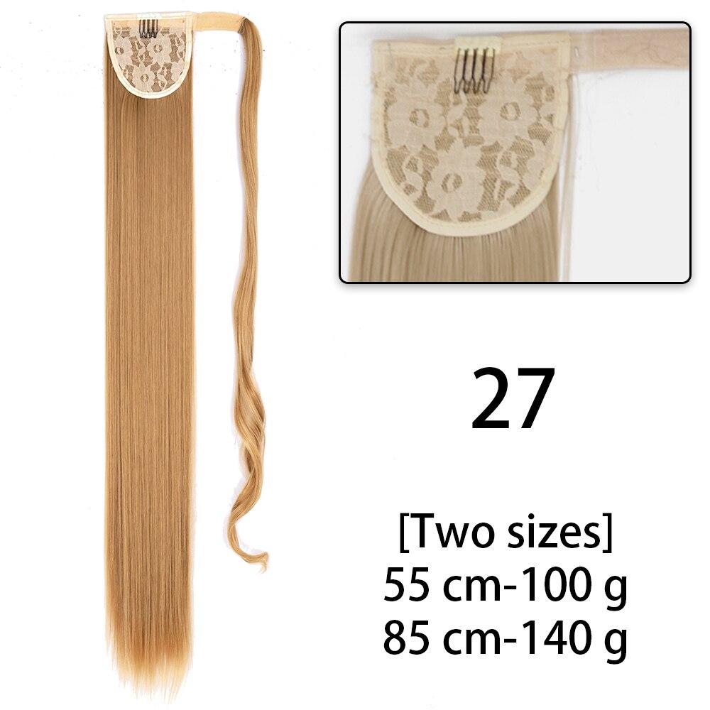 LISI HAIR Długie proste falowane syntetyczne włosy z kucykiem damskie do noszenia na co dzień to ekstra 85 cm kucyk z włosów