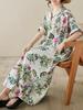 Women's V-Neck Floral Maxi Dress Short Sleeve Loose Boho Summer Dress