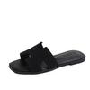 Slippers Women's Outer Wear 2025 New Summer Fashion Versatile Flat Bottom One-word Beach Travel Sandals Comfortable