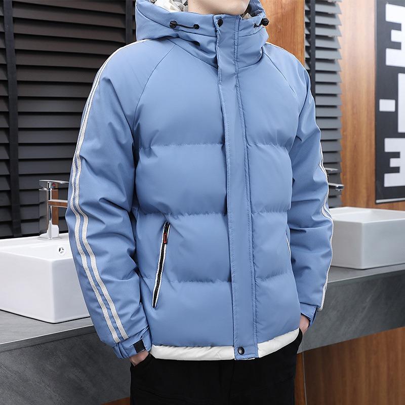 New Trendy Brand Winter Hooded Cotton Clothes Jacket Men's Padded Jacket Thickened Warm Hooded Two Bars