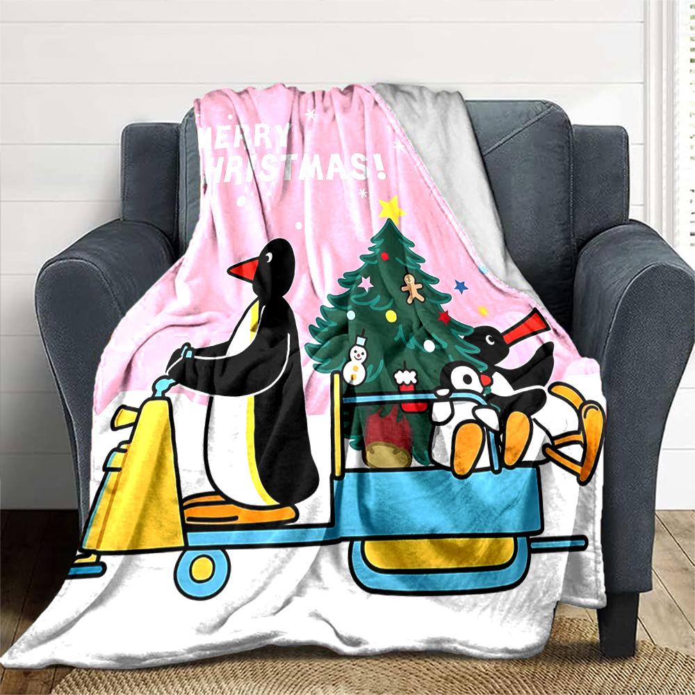 1pc Pingu3 Blanket, Gift, for Men and Women, Soft Blanket, Good for Sofa Bed Couch Travel, Lightweight Flannel Blanket