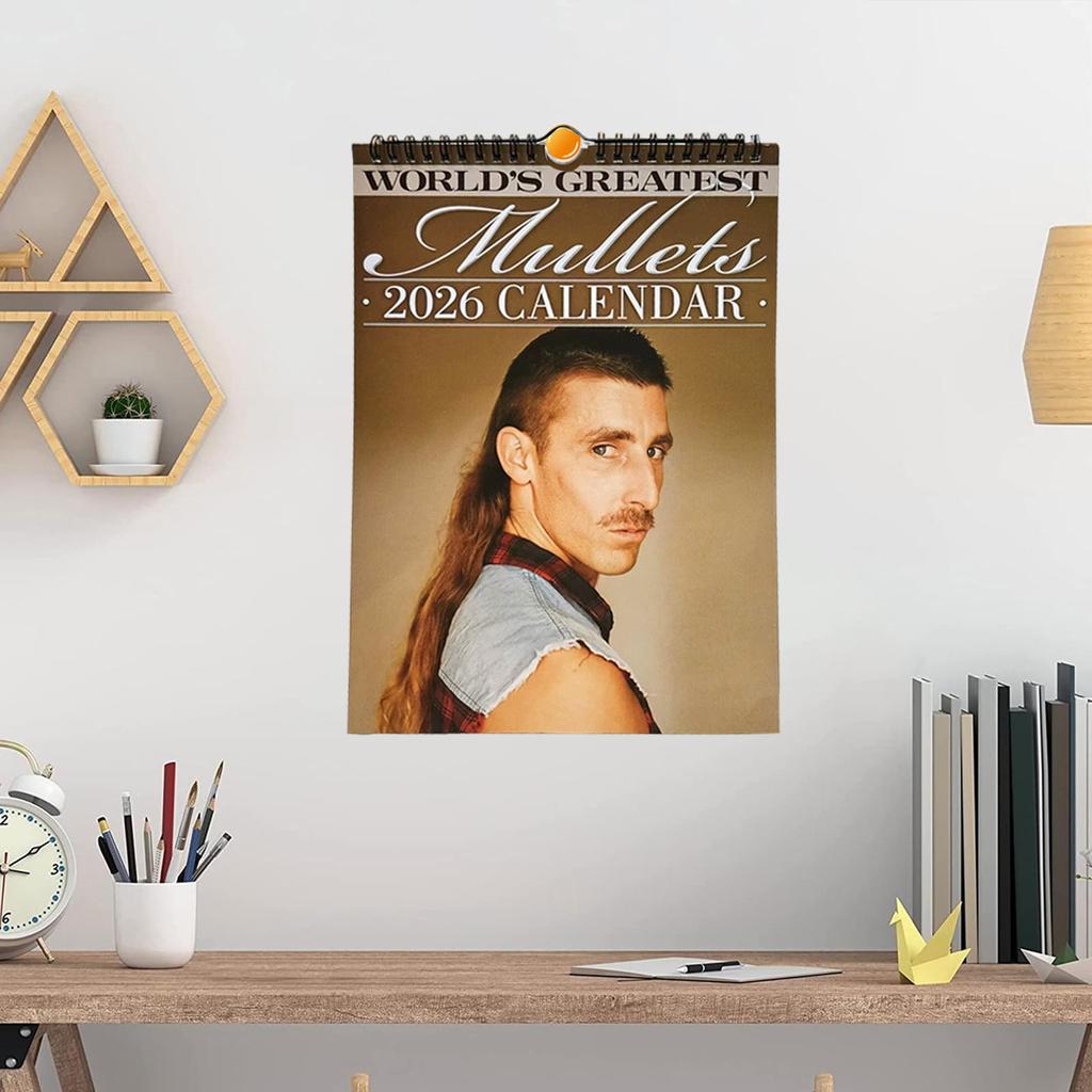 2026 Kadeřnický kalendář s mullety - 12měsíční nástěnný kalendář s humorem, denní plánovač a organizér, ideální pro domácí a kancelářskou dekoraci