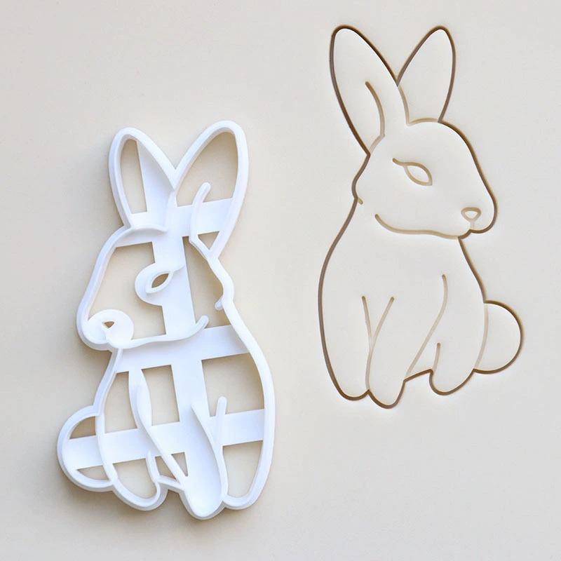 Easter Cookie Cutters Set, 9 Pieces 3D Plastic Easter Eggs Stamp Molds Linzer Cookie Cutters for Easter Party Supplies Decorations