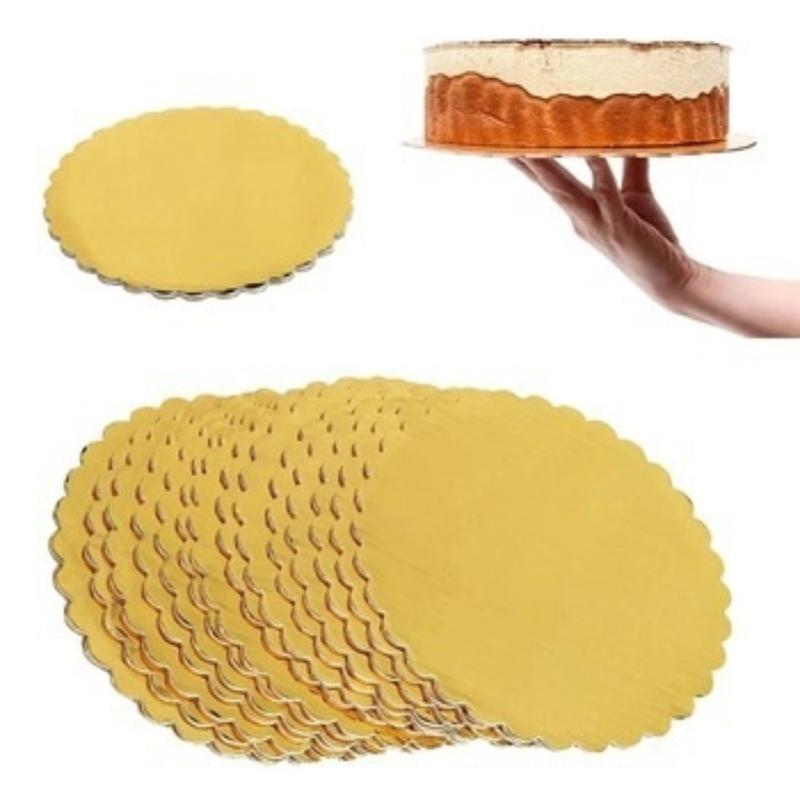 10 Pcs Cake Boards With White Golden Cake Rings, Cardboard With 6/8/10/12 Inch Cake Base, Suitable For Baking Cakes