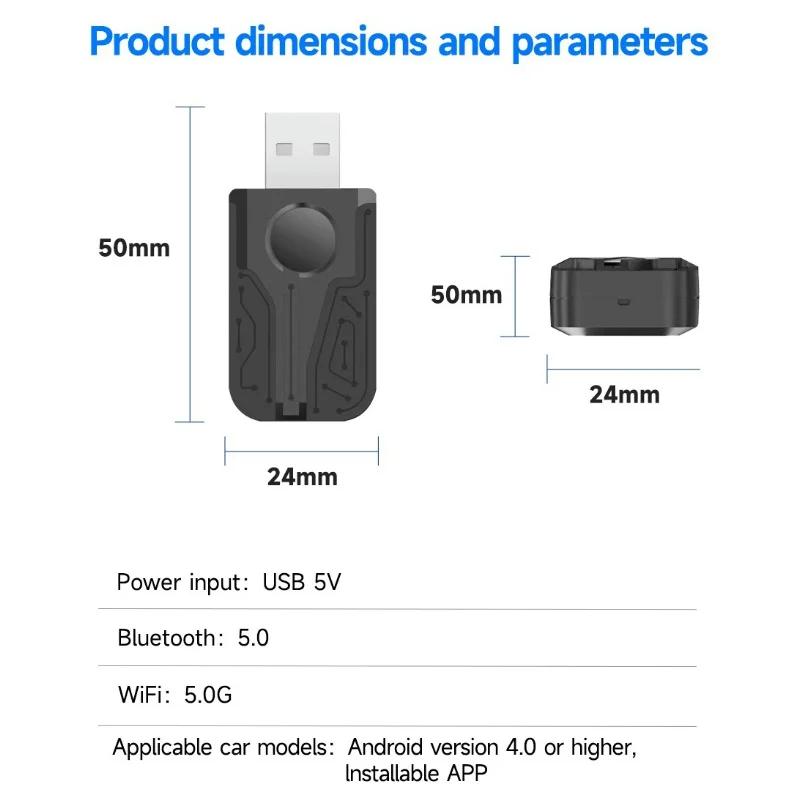 Wireless CarPlay Android Auto Adapter Smart Mini Box USB Plug and Play BT 5G WIFI for Wired CarPlay Android Auto Cars