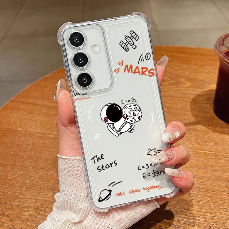 

Cute Astronaut Patterned Phone Case For Samsung Galaxy S26 S25 S24 S23 Ultra S22 Plus S21 S24 S25 FE Clear Shockproof Soft Cover Galaxy S26