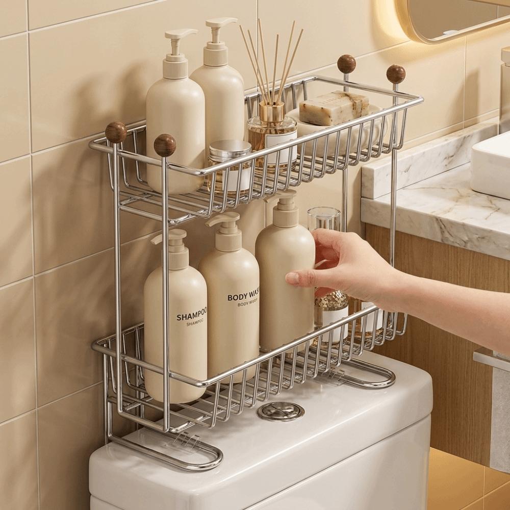 Rustproof Toilet Storage Rack Stainless Steel Bathroom Storage Shelf  Skincare Product Storage