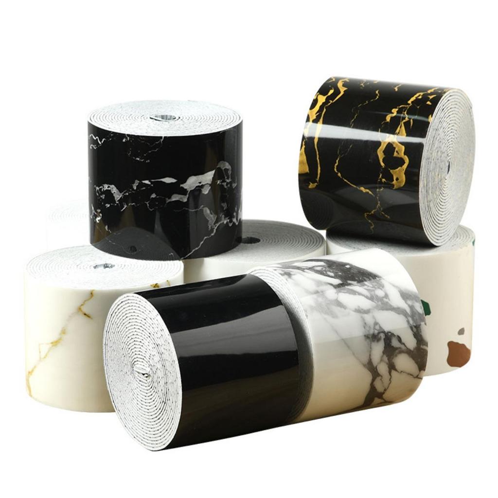 Thick Roll, European Style Marble Tile Panel Wallpaper, Self-adhesive PVC Imitation Brick, DIY Detachable, Floor and Wall Protection Strip