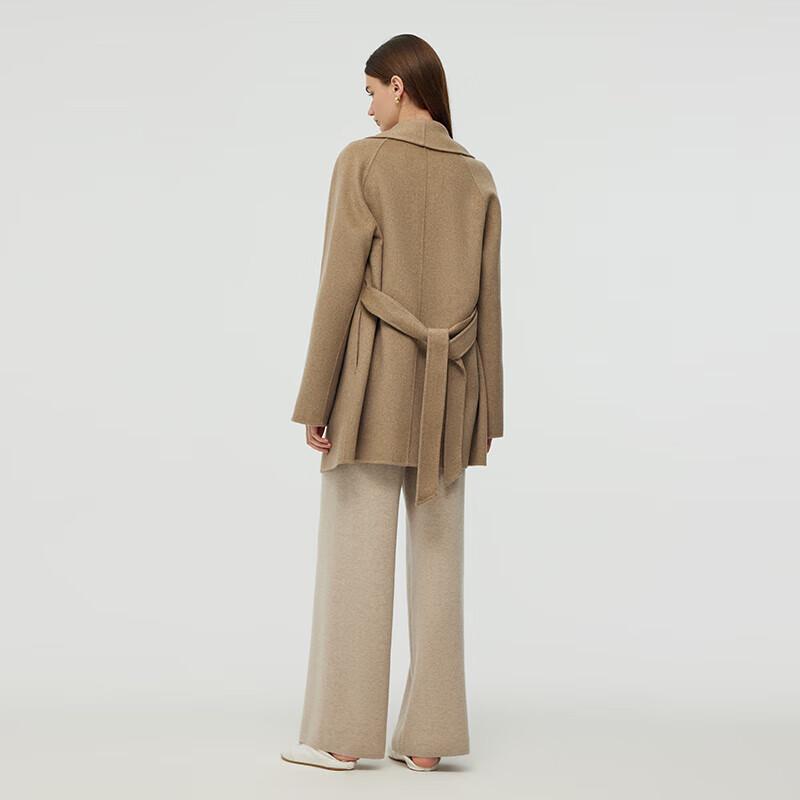 GOELIA Women's Cashmere Coat with Self-Fabric Belt