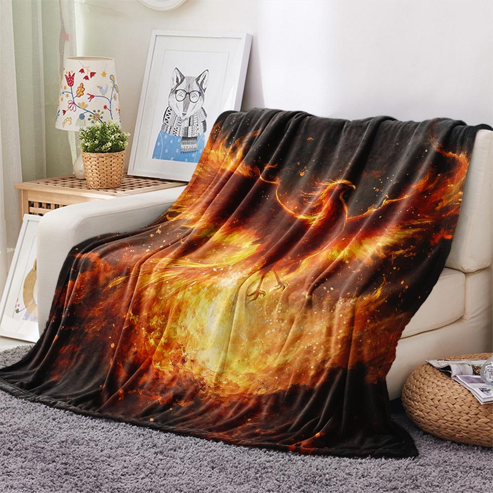 Sparkling Phoenix  Print Flannel Blanket, High quality Comfortable for All Seasons, Home Decor, Warmth and Comfort