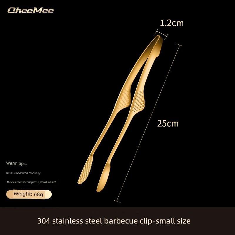 

Korean Style Barbecue Clip 304 Stainless Steel Clip BBQ Clamp Kitchen Long Food Clip Restaurant Dedicated Steak Tong 304 Butterfly Bbq Tongs - Gold, Small Size, Single