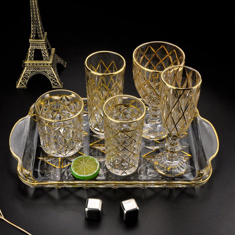 Gold-Rimmed Crystal Glass Drinkware