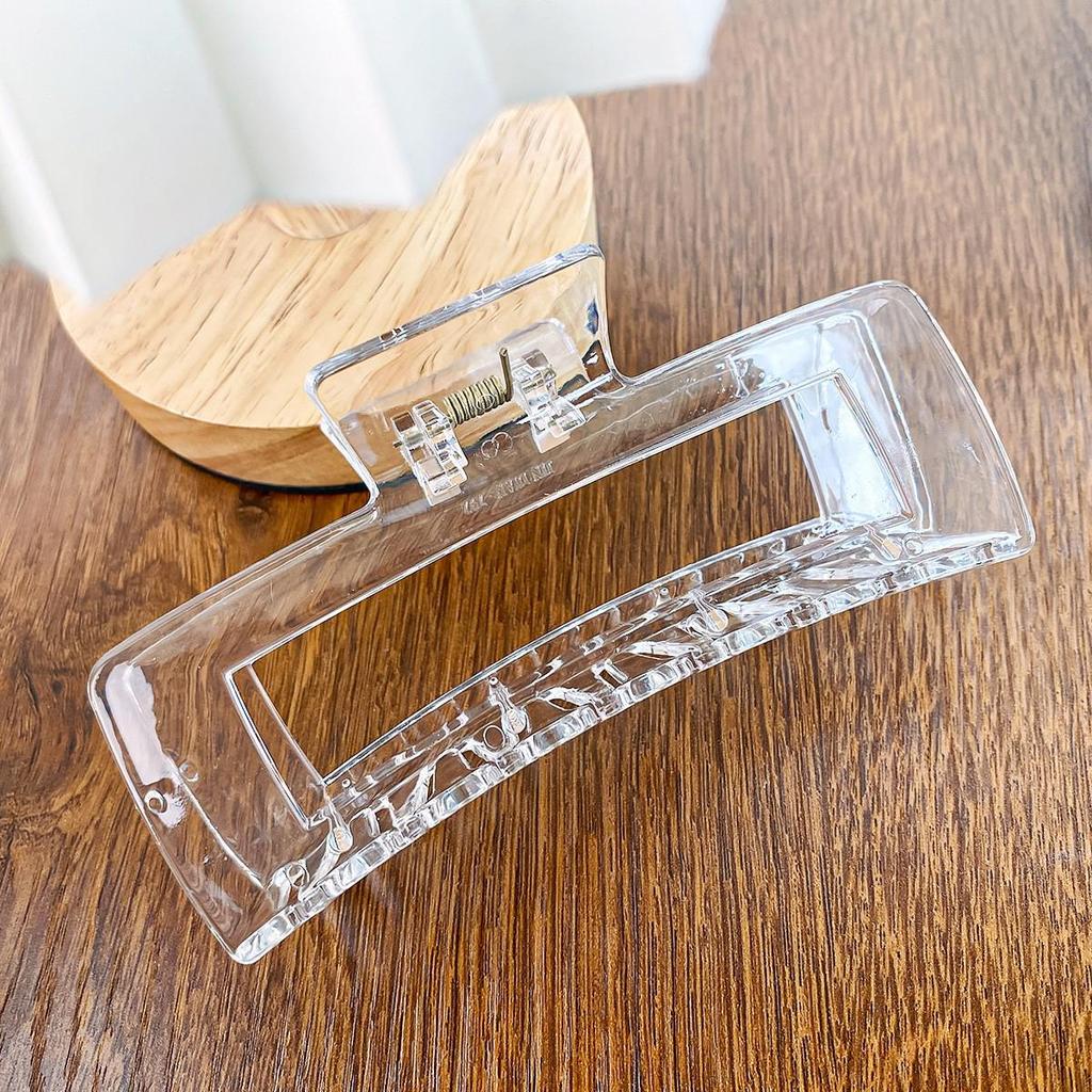 Korean Style Semi-Circular Transparent Hair Clip for Women's Updos - High-End Hollow Shark Clip