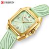 CURREN Elegant Women's Watches Luxury Women's Fashion Quartz Watches Silicone Band Square Dial Watches Ideal Gift for Women