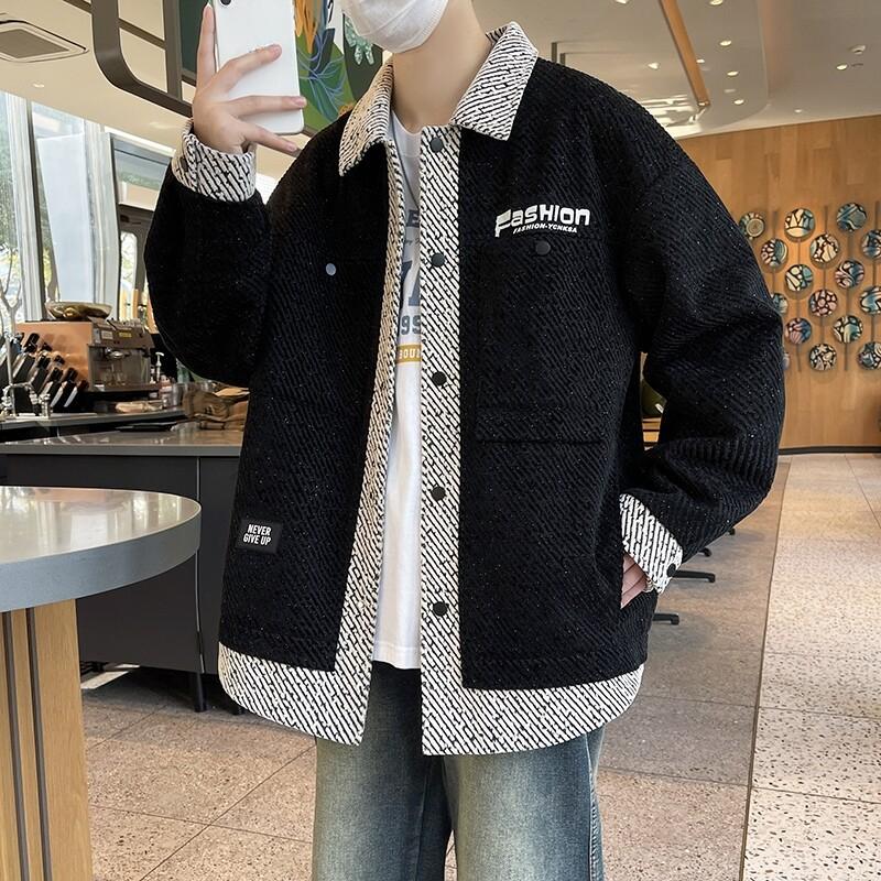 New Fake Two-piece Jacket Men's Loose Spring Single-breasted Top for Junior and Senior High School Students Casual Jacket