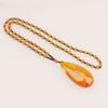 Ethnic Retro Inlay Plant Specimens Imitation Amber Beeswax Water Drop Jade Donut Pendant Necklace for Women Men Fashion Jewelry