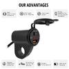 12V Motorcycle Handlebar 2.4A USB Adapter Charger with Digital Voltmeter Fits for 22mm-26mm Handlebars