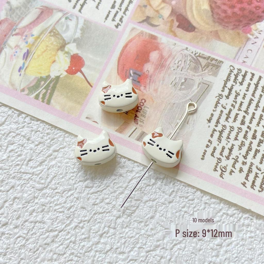 Pink White Bunny Bear Camera Cat Alloy Beaded Charm Bracelet/Necklace Accessories